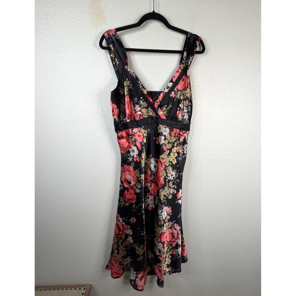 NWT Romy Y2K Babydoll Satin Floral Dark Romantic Cocktail Whimsigoth Black Sz XL